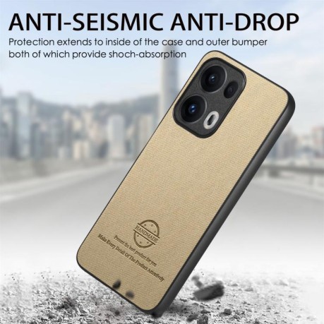 Чохол Twill Fabric Leather Skin Back для OPPO Reno13 Global - хакі