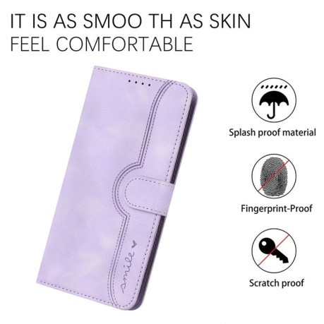 Чехол-книжка Skin Feel Heart Pattern для OPPO Reno 8 5G Global - фиолетовый