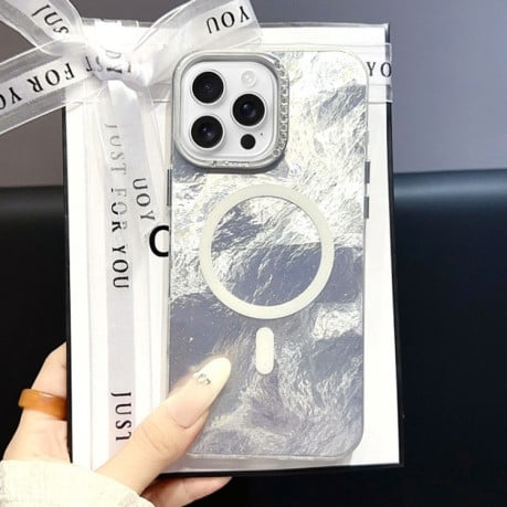 Чехол Tinfoil Texture MagSafe PC для  iPhone 16 Pro Max - серебристый