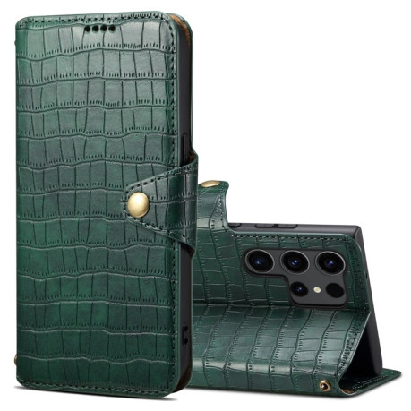 Чохол Denior Crocodile Texture Oil Edge Leather на Samsung Galaxy S24 Ultra 5G - зелений