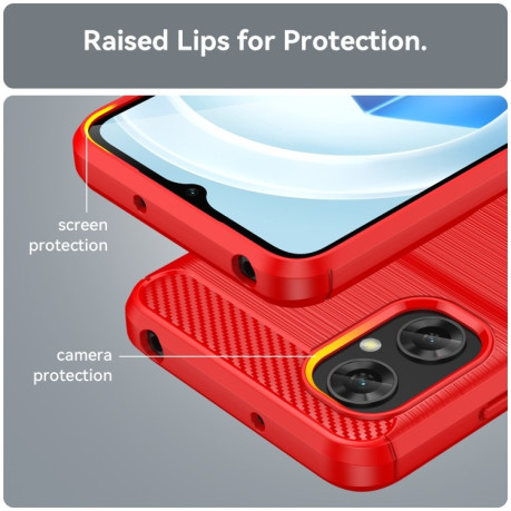 Протиударний чохол Brushed Texture Carbon Fiber на Xiaomi Poco M5 - червоний