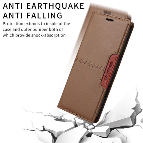 Чохол-книжка GQUTROBE G01 RFID Anti-theft Leather для OPPO Reno12 F/12FS - коричневий