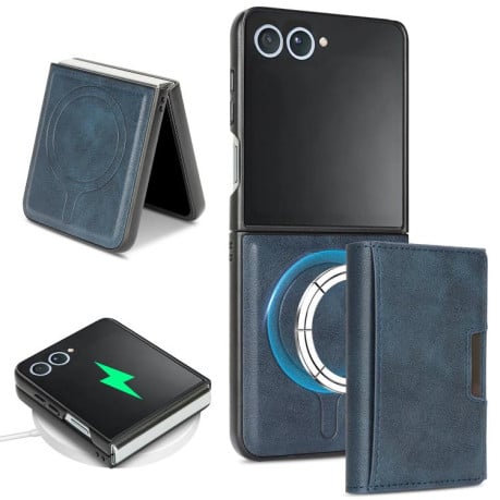 Чохол-книжка Kalebol Strong з MagSafe Tri-Fold з кишенькою для карт на Samsung Galaxy Filp 7 - синій