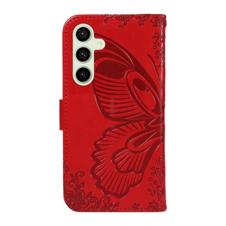 Чохол-книжка Swallowtail Butterfly Embossed Leather для Samsung Galaxy S24 FE 5G - червоний