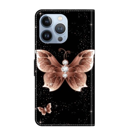 Чехол-книжка Crystal 3D Shockproof Protective Leather для iPhone 15 Pro Max  Pink Diamond Butterfly