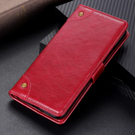 Чехол-книжка Copper Buckle Nappa Texture на Xiaomi Redmi Note 10/10s/Poco M5s - винно-красный