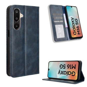 Чохол-книжка Magnetic Buckle Retro Crazy Horse Texture на Samsung Galaxy F16 5G / M16 5G — синій
