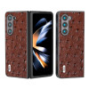 Протиударний шкіряний чохол ABEEL Genuine Leather Ostrich Texture для Samsung Galaxy Fold 5 - коричневий