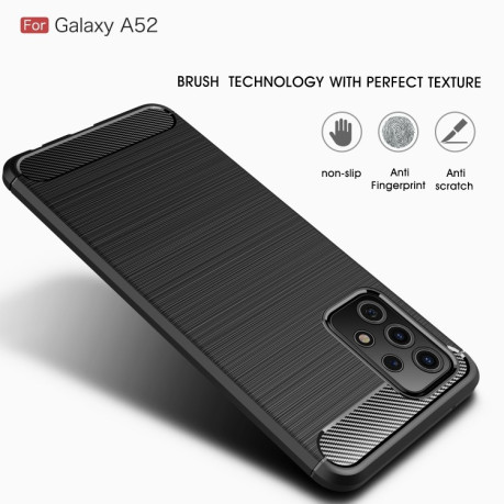 Чехол Brushed Texture Carbon Fiber на Samsung Galaxy A52/A52s - черный