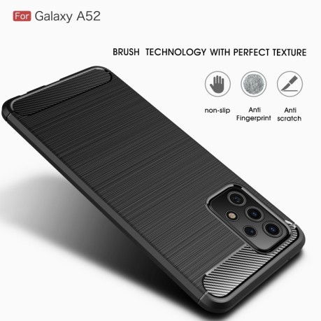 Чехол Brushed Texture Carbon Fiber на Samsung Galaxy A52/A52s - синий