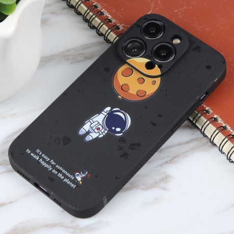 Чохол протиударний Astronaut Pattern Silicone Straight Edge для iPhone 16 Pro - Planet Landing-Black