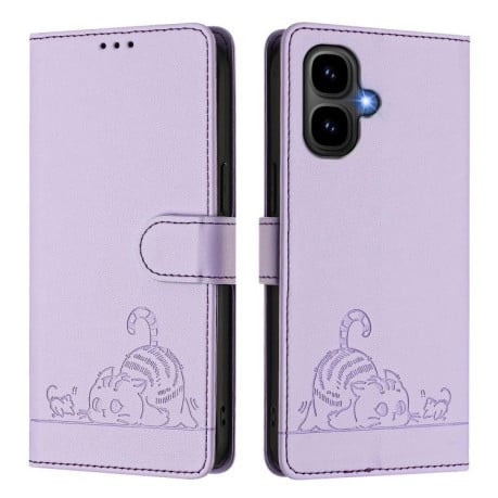 Чехол-книжка с тиснением Cat Rat защитой от сканирования RFID на Infinix Smart 10 4G - фиолетовый