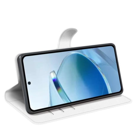 Чохол-книжка з фактурою Litchi та магнітним хлястиком на Xiaomi Redmi 15C 5G / 4G EU 173mm - білий