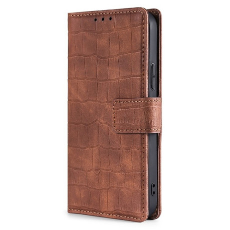 Чехол-книжка Skin Feel Crocodile Texture для Infinix Hot 50i 4G - коричневый