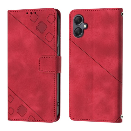 Чехол-книжка Skin-feel Embossed для Samsung Galaxy A05 - красный