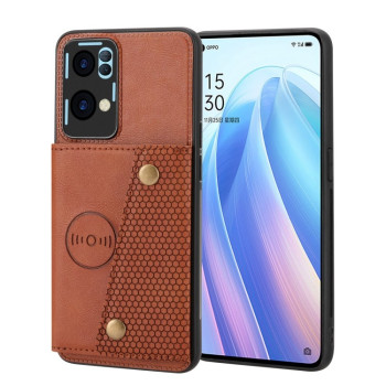 Чохол Double Buckle Card Slots Magnetic для OPPO Reno7 Pro-коричневий