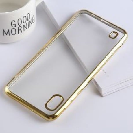 Ультратонкий силиконовый чехол Electroplating Soft на Samsung Galaxy A10-золотой