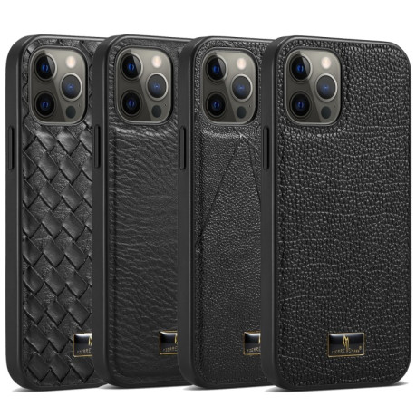 Противоударный чехол Fierre Shann Leather для iPhone 12 / 12 Pro - Ox Tendon Black