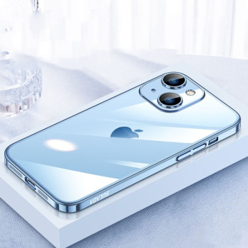 Противоударный чехол SULADA JINGJIA Series для iPhone 15 Plus - прозрачно-голубой