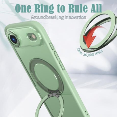 Чехол kalebol с MagSafe и подставкой 360 Metal Ring Holder на iPhone Air - зеленый