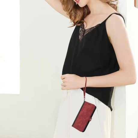 Чехол-книжка Buckle Double Fold Hand Strap Leather на Realme 11 - красный