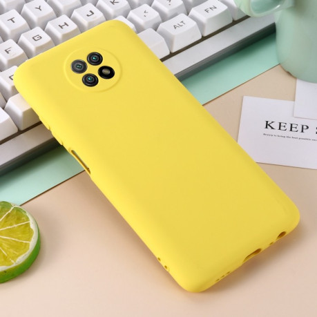 Силиконовый чехол Solid Color Liquid Silicone на Xiaomi Redmi Note 9T- желтый