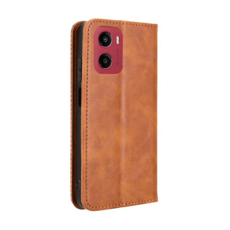 Чехол-книжка Magnetic Buckle Retro Crazy Horse Texture на Motorola Moto G05 / E15 4G - коричневый