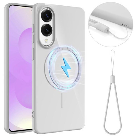 Протиударний чохол Glossy TPU Shockproof MagSafe для Samsung Galaxy S25 Edge 5G - білий