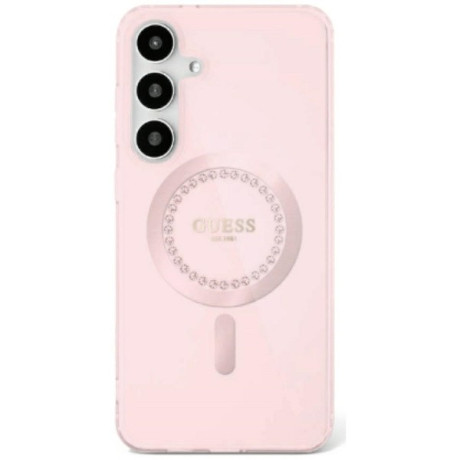 Оригінальний чохол Guess Rhinestones Printed Classic Logo MagSafe для Samsung Galaxy S25 Ultra - Pink