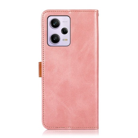 Чехол-книжка KHAZNEH Dual-color Cowhide для Xiaomi Redmi Note 12 Pro+ 5G - розовое золото