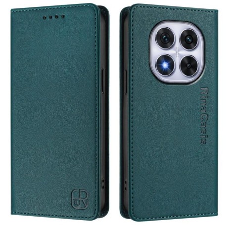 Чехол-книжка RC01 Dual-Folded Magnetic Suction RFID Leather на Xiaomi Redmi Note 14 Pro 4G - зеленый