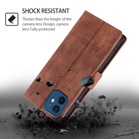 Чехол-книжка Skin Feel Crocodile Texture для OnePlus Ace 3 Pro 5G - коричневый