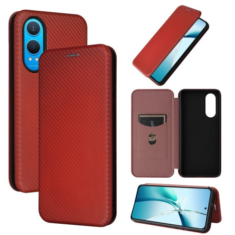 Чохол-книжка Carbon Fiber Texture на OnePlus Nord CE4 Lite - коричневий