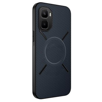 Магнитный чехол Wanlonfeng серии TQ с текстурой карбона на Infinix GT 50 Pro — сапфировый