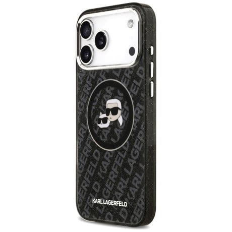 Оригинальный чехол Karl Lagerfeld IML Glitter Karl&amp;Choupette Heads Logo с MagSafe на iPhone 17 Pro Max - Black