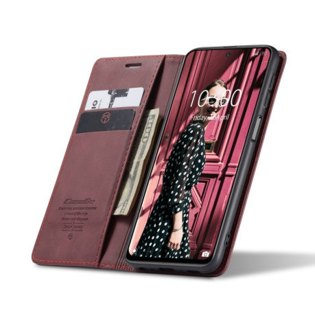 Кожаный чехол CaseMe-013 Multifunctional на Xiaomi Redmi Note 10 5G - винно-красный