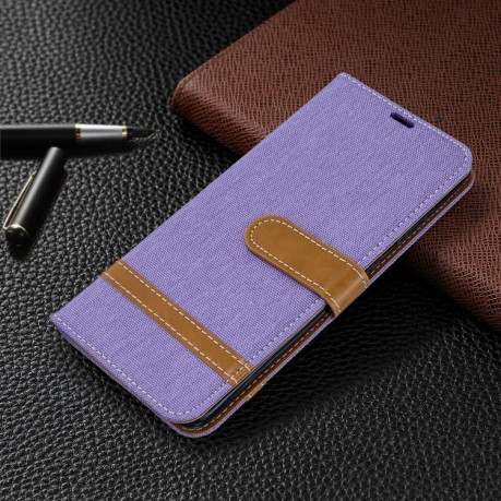 Чехол-книжка Color Matching Denim Texture на Samsung Galaxy S20 -фиолетовый