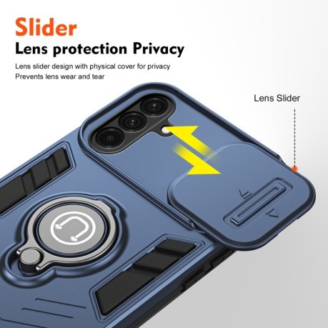 Противоударный чехол Sliding Camshield Ring Holder для Samsung Galaxy A36 - синий