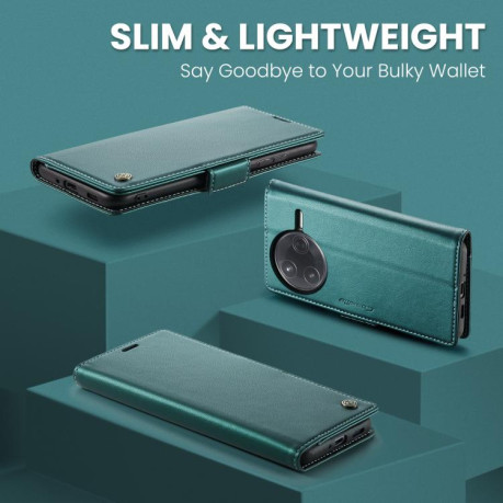 Чехол-книжка CaseMe 023 Butterfly Buckle Litchi Texture RFID Anti-theft Leather для Xiaomi Poco F7 Pro / F7 Ultra - зеленый