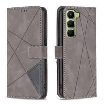 Чехол-книжка с фактурой Rhombus и магнитным хлястиком на Infinix Hot 60 Pro 4G - серый