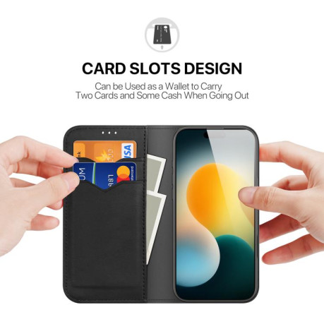 Кожаный чехол-книжка DUX DUCIS Hivo Series на iPhone 17 Pro - черный