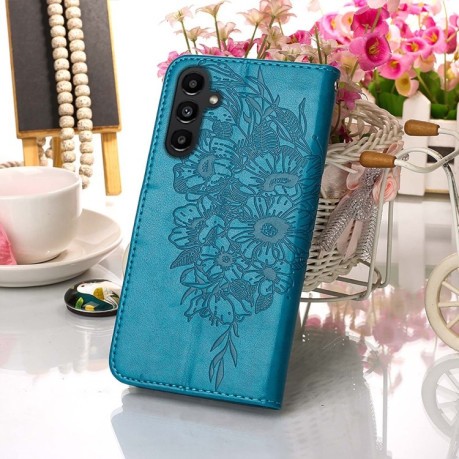 Чехол-книжка Embossed Butterfly для Samsung Galaxy A15 - синий