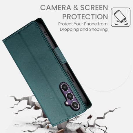 Чохол-книжка Side Buckle з магнітною застібкою та матовою шкірою на Samsung Galaxy S25 FE 5G - зелений