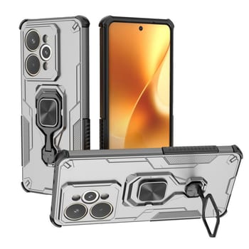 Противоударный чехол Metal Kickstand TPU Hybrid PC на Realme 15 Pro 5G — серый
