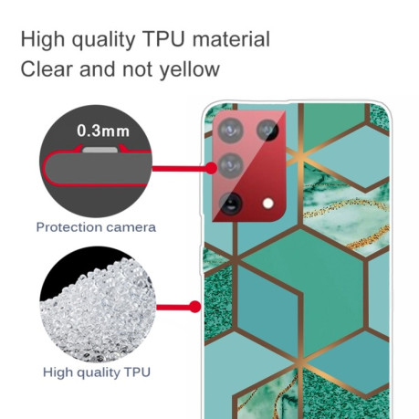 Противоударный чехол Marble Pattern для Samsung Galaxy S21 Ultra - Rhombus Green