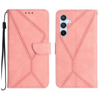 Чохол-книжка Stitching Embossed Leather для Samsung Galaxy A35 5G - рожевий