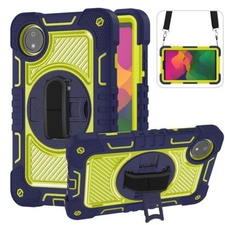 Протиударний чохол Acrylic 360 Degree Rotation Holder Leather для Redmi Pad SE 8.7 2024 - Navy Blue + Yellow Green