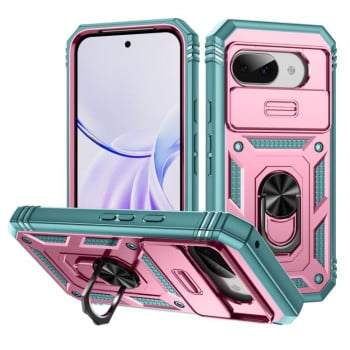 Чохол із шторкою на камеру Sliding Camshield та підставкою на Google Pixel 9a - Green+Pink