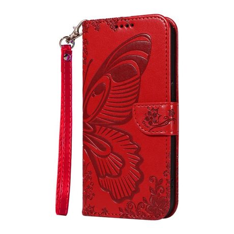 Чехол-книжка Swallowtail Butterfly Embossed Leather для Xiaomi Redmi K90/Poco F8 Pro — красный