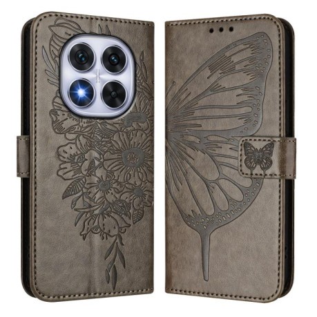 Чохол-книжка Embossed Butterfly для Xiaomi Poco X7 - сірий
